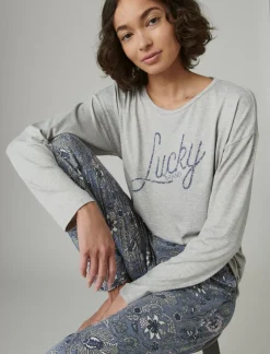 Lucky Brand lucky script & jogger sleep set dark grey*WOMEN Intimates & Sleepwear