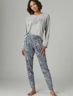 Lucky Brand lucky script & jogger sleep set dark grey*WOMEN Intimates & Sleepwear