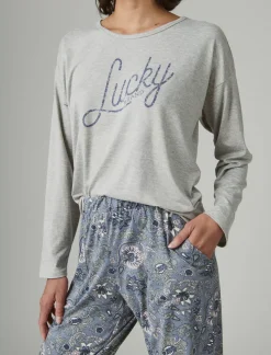 Lucky Brand lucky script & jogger sleep set dark grey*WOMEN Intimates & Sleepwear