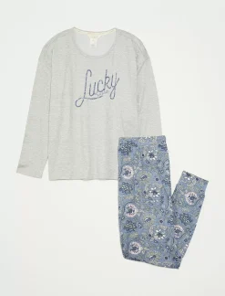 Lucky Brand lucky script & jogger sleep set dark grey*WOMEN Intimates & Sleepwear