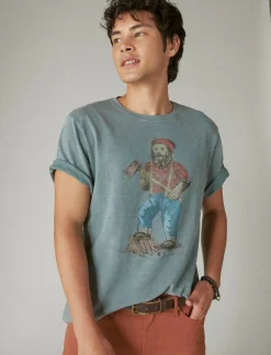 Lucky Brand lumbear jack tee lead*MEN Graphic Tees
