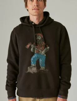Lucky Brand lumberjack bear hoodie jet black*MEN Activewear