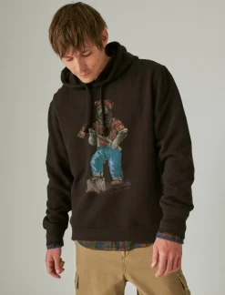 Lucky Brand lumberjack bear hoodie jet black*MEN Activewear