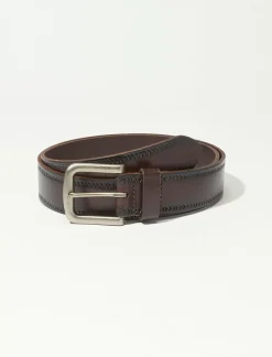 Lucky Brand mens embossed stitch belt dark brown*MEN Belts