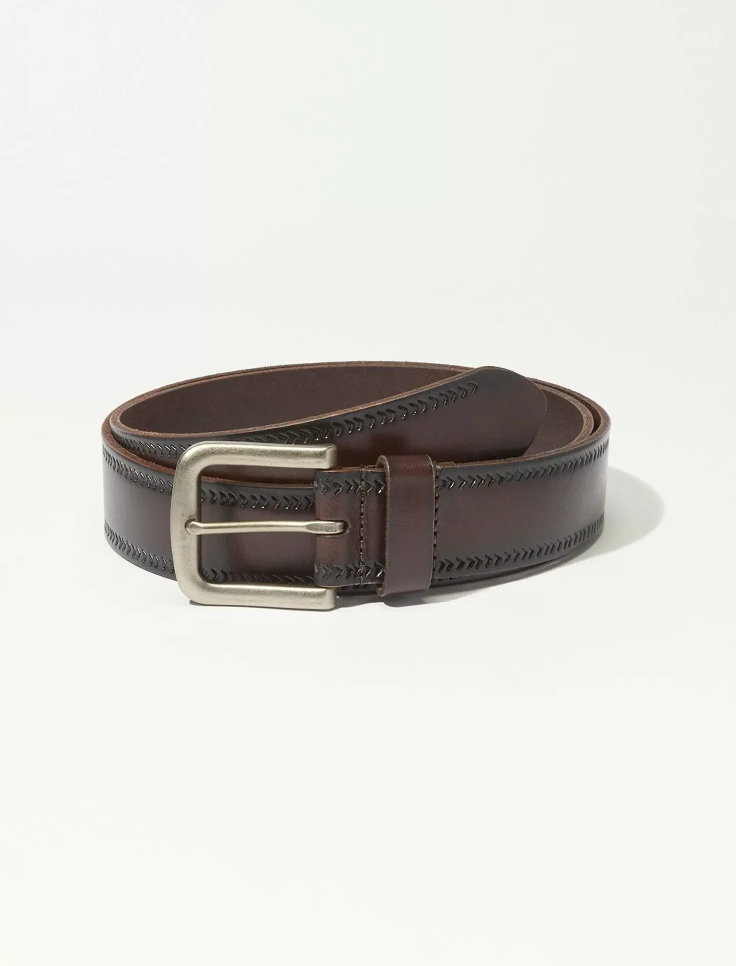 Lucky Brand mens embossed stitch belt dark brown*MEN Belts