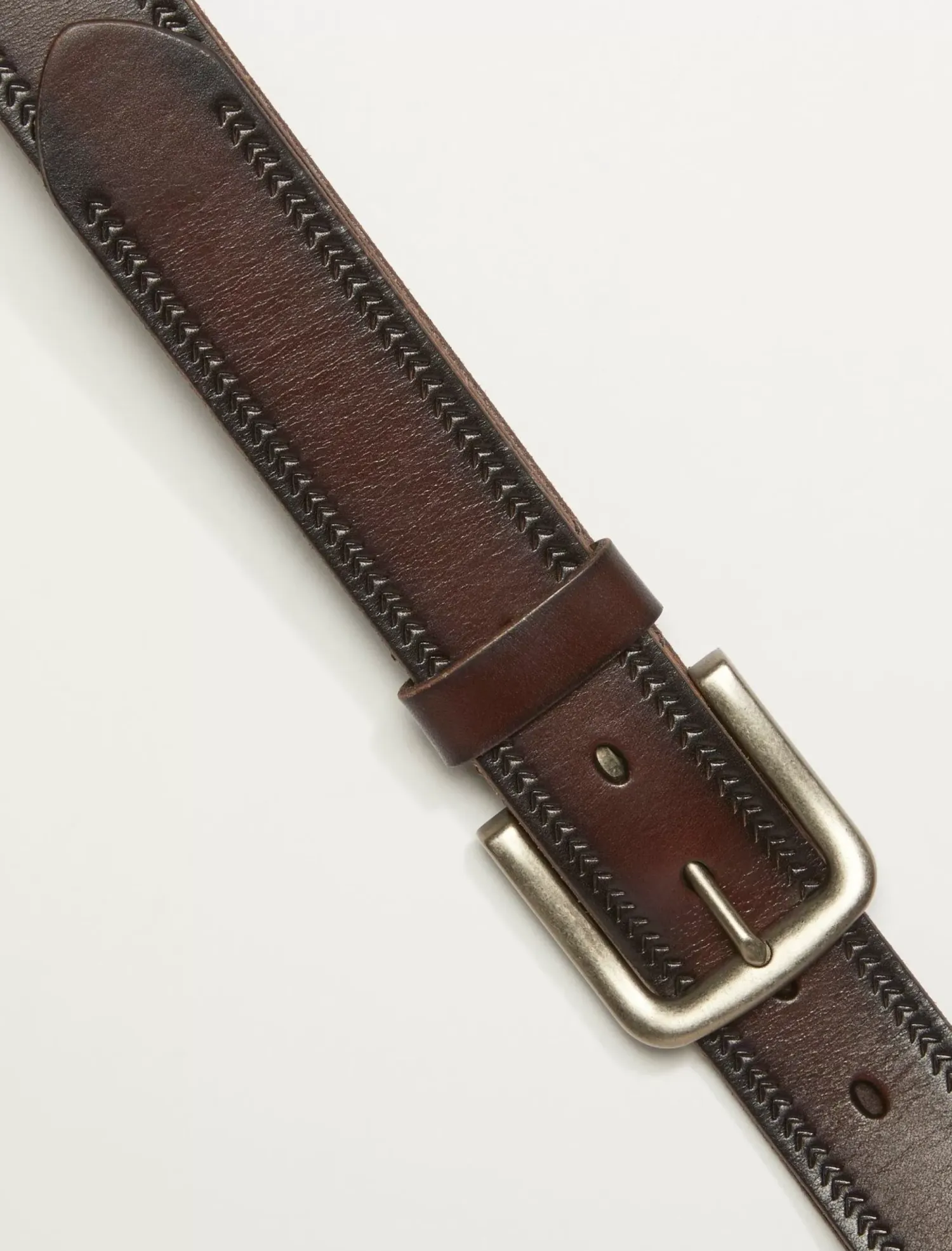 Lucky Brand mens embossed stitch belt dark brown*MEN Belts