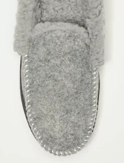 Lucky Brand men's faux wool sherpa lined slipper charcoal*MEN Shoes