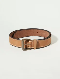 Lucky Brand men's leather and denim detail belt medium brown*MEN Belts