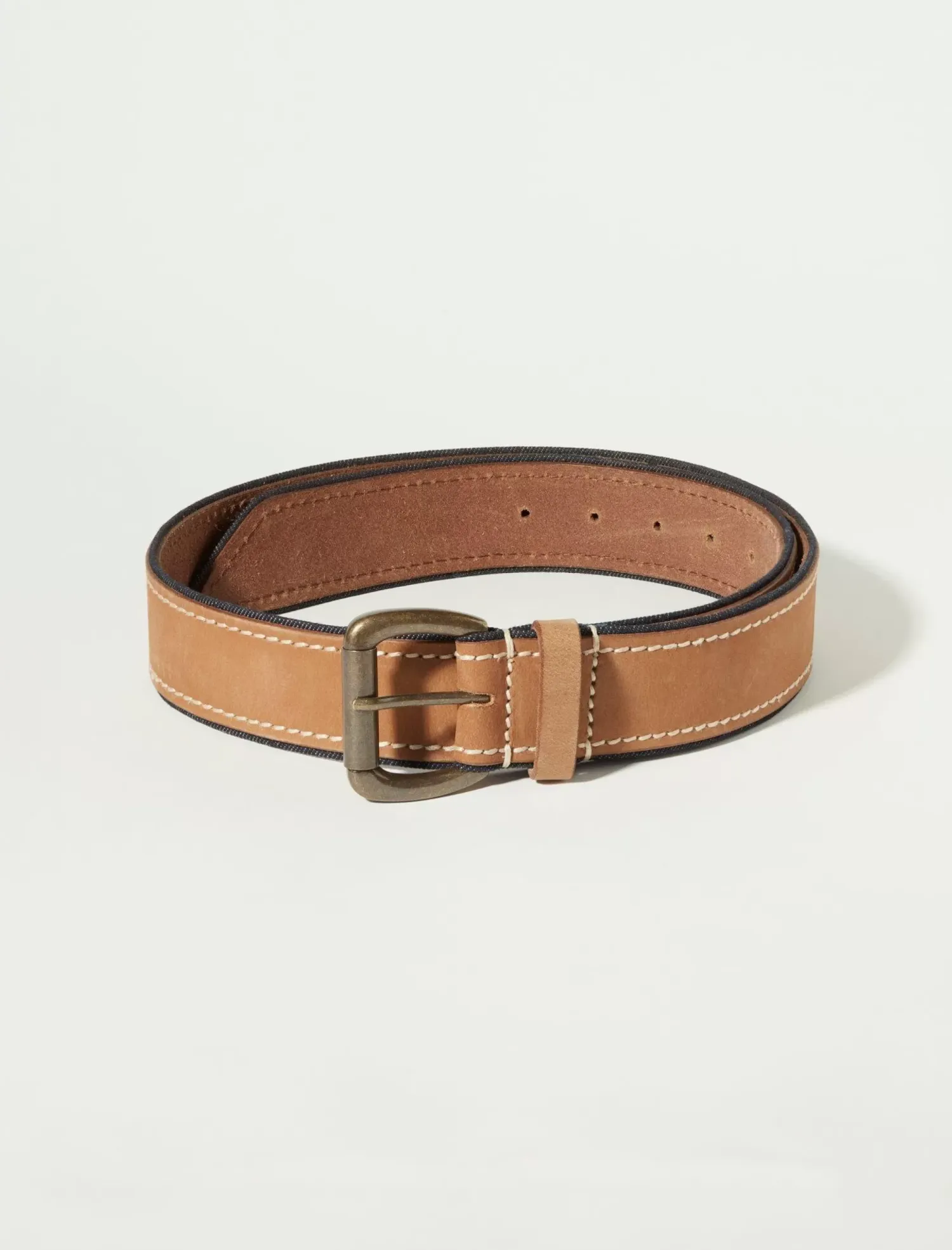 Lucky Brand men's leather and denim detail belt medium brown*MEN Belts