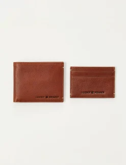 Lucky Brand men's leather wallet and cardholder giftset dark brown*MEN Bags & Wallets