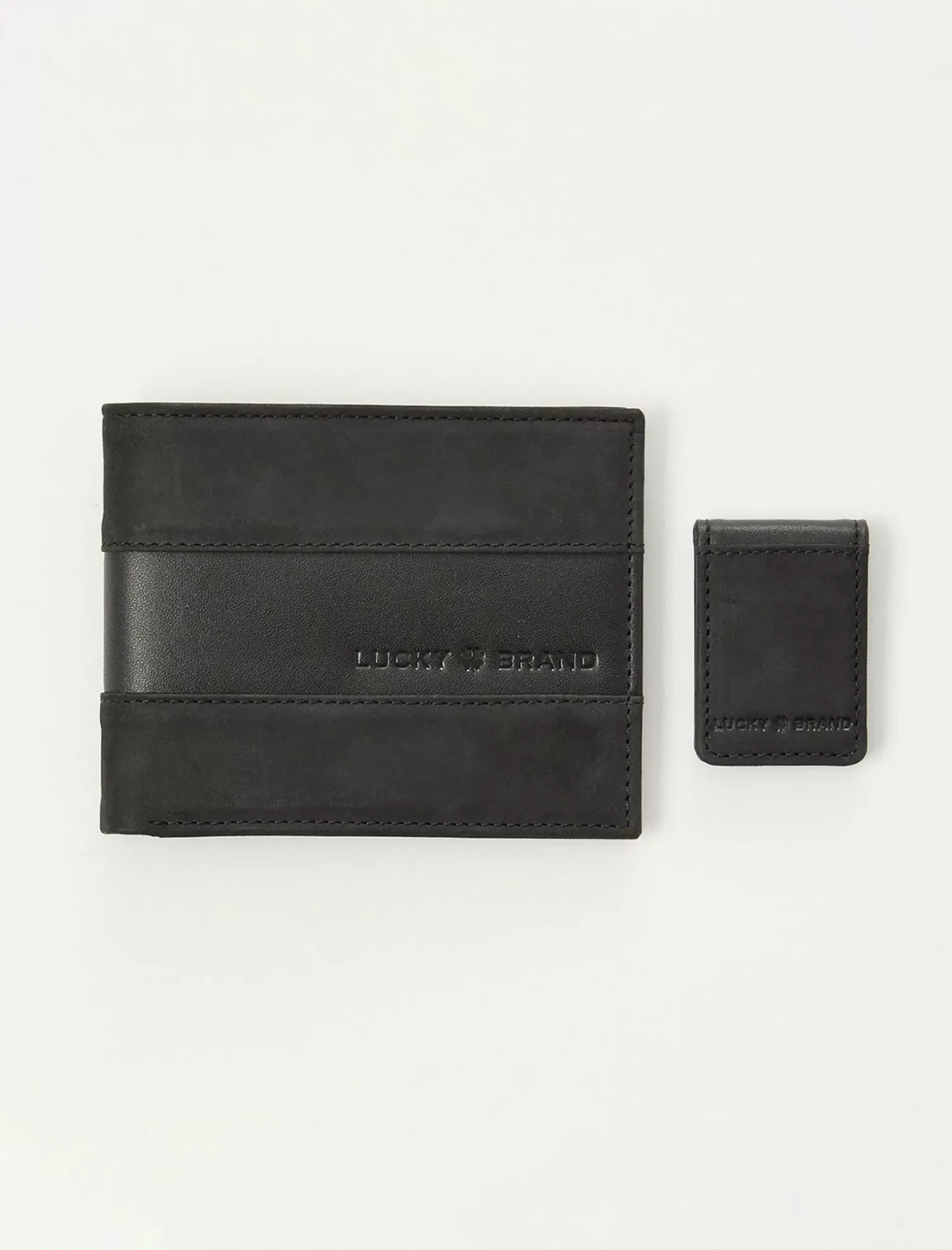Lucky Brand men's leather wallet and money clip giftset black*MEN Bags & Wallets