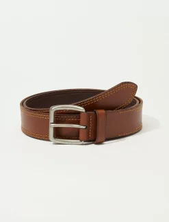Lucky Brand men's stitch detail belt medium brown*MEN Belts