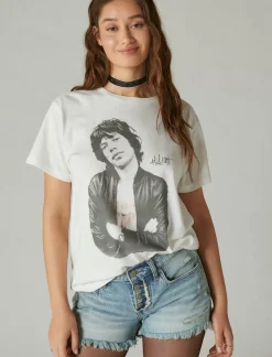 Lucky Brand mick jagger photo boyfriend tee bright white*WOMEN Graphic Tees