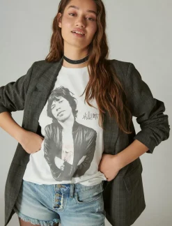 Lucky Brand mick jagger photo boyfriend tee bright white*WOMEN Graphic Tees