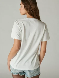 Lucky Brand mick jagger photo boyfriend tee bright white*WOMEN Graphic Tees