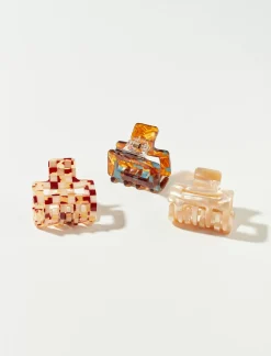 Lucky Brand mini checkered claw set multi*WOMEN Hair Accessories