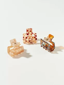 Lucky Brand mini checkered claw set multi*WOMEN Hair Accessories