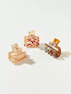 Lucky Brand mini checkered claw set multi*WOMEN Hair Accessories