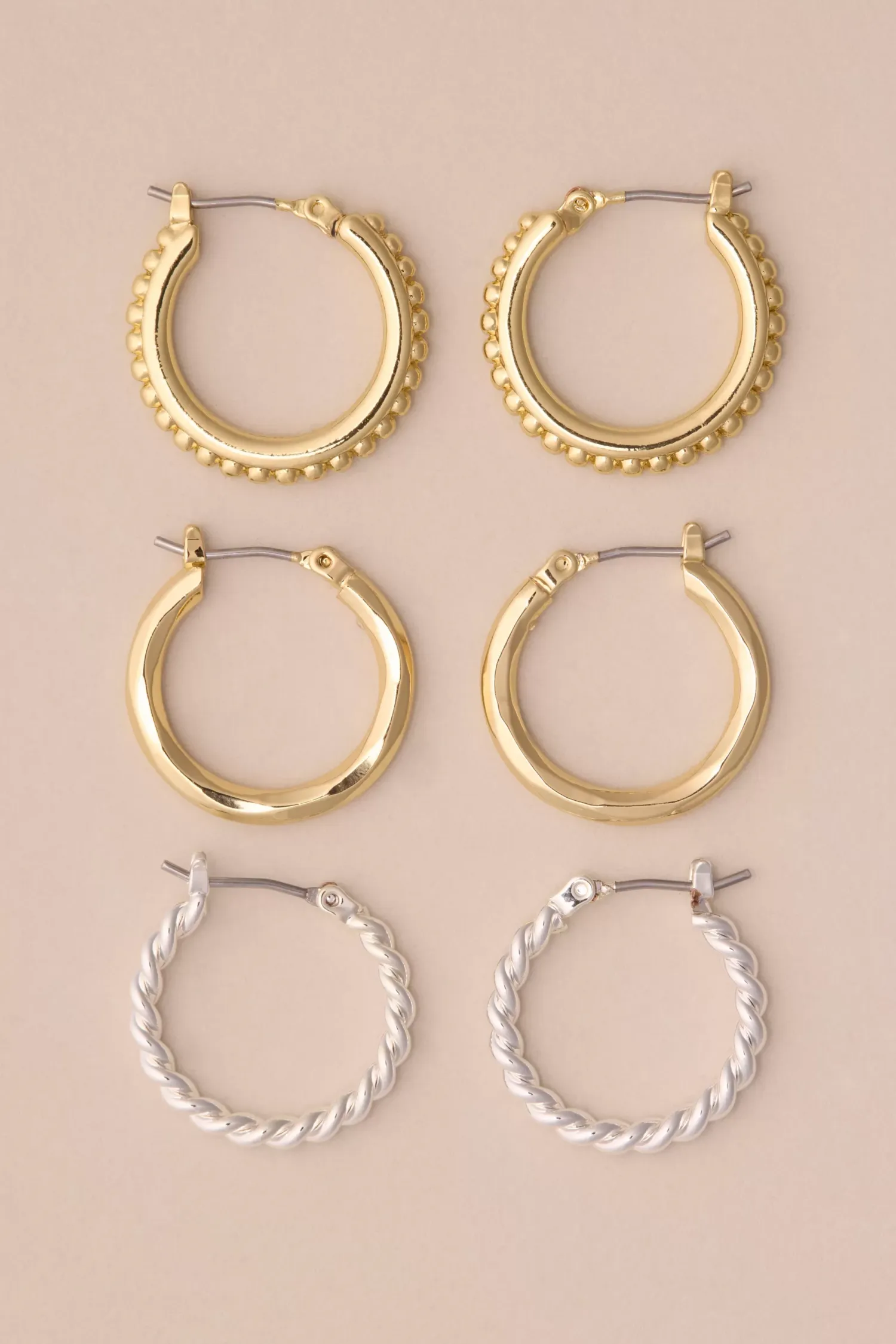 Lucky Brand mini textured hoop sets two tone*WOMEN Jewelry