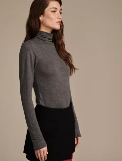 Lucky Brand mock neck layering top charcoal heather*WOMEN Knit Tops