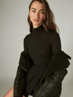 Lucky Brand mock neck layering top jet black*WOMEN Knit Tops