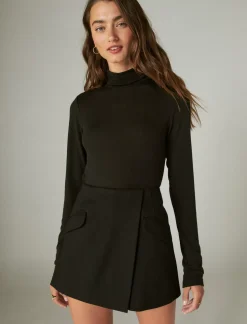 Lucky Brand mock neck layering top jet black*WOMEN Knit Tops