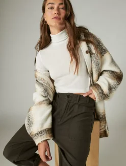 Lucky Brand mock neck layering top egret*WOMEN Knit Tops