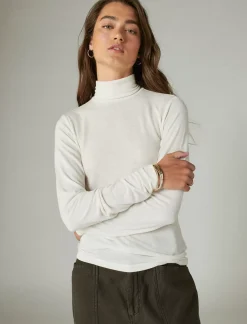 Lucky Brand mock neck layering top egret*WOMEN Knit Tops