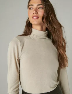 Lucky Brand mock neck layering top coffee*WOMEN Knit Tops