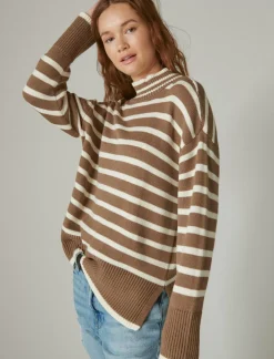 Lucky Brand mock neck tunic shitake whispe white*WOMEN Sweaters & Sweatshirts