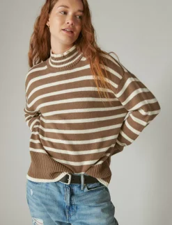 Lucky Brand mock neck tunic shitake whispe white*WOMEN Sweaters & Sweatshirts