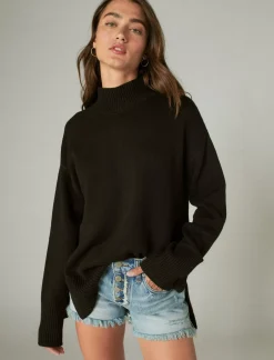 Lucky Brand mock neck tunic black*WOMEN Sweaters & Sweatshirts