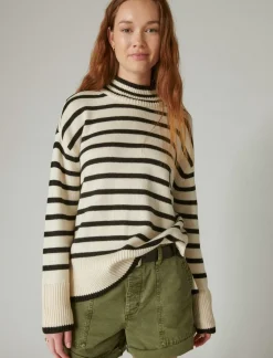 Lucky Brand mock neck tunic whitecap grey black*WOMEN Sweaters & Sweatshirts