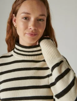 Lucky Brand mock neck tunic whitecap grey black*WOMEN Sweaters & Sweatshirts