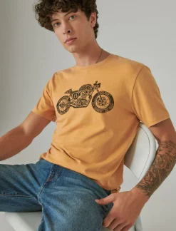Lucky Brand moto bike spruce yellow*MEN Graphic Tees