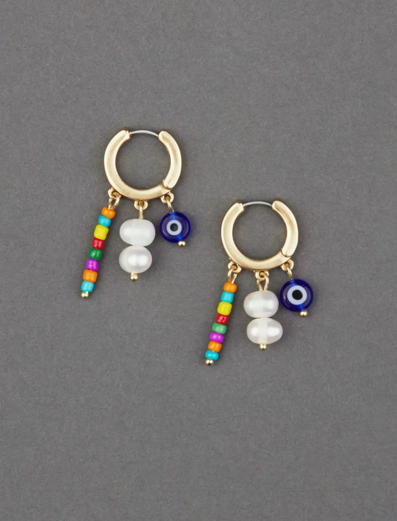 Lucky Brand multi color eveil eye hoop earring gold*WOMEN Jewelry
