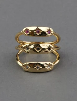 Lucky Brand multi stone faux ring stack gold*WOMEN Jewelry