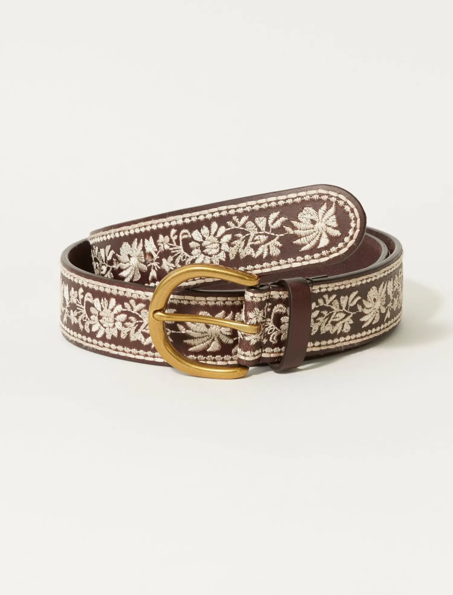 Lucky Brand natural floral all over emb belt medium brown*WOMEN Belts
