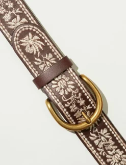 Lucky Brand natural floral all over emb belt medium brown*WOMEN Belts