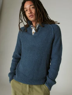 Lucky Brand nep mock neck sweater insignia blue tweed*MEN Sweaters