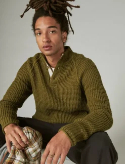 Lucky Brand nep mock neck sweater dark olive tweed*MEN Sweaters