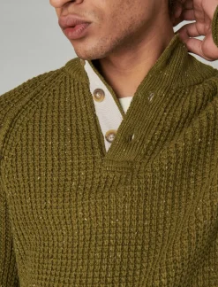 Lucky Brand nep mock neck sweater dark olive tweed*MEN Sweaters