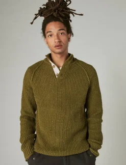 Lucky Brand nep mock neck sweater dark olive tweed*MEN Sweaters