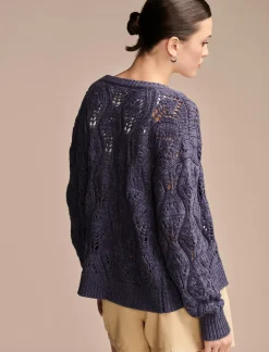 Lucky Brand open stitch button front cardigan washed blue*WOMEN Sweaters & Sweatshirts