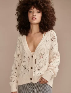 Lucky Brand open stitch button front cardigan tofu*WOMEN Sweaters & Sweatshirts