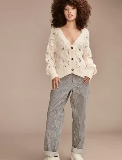 Lucky Brand open stitch button front cardigan tofu*WOMEN Sweaters & Sweatshirts