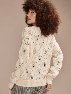 Lucky Brand open stitch button front cardigan tofu*WOMEN Sweaters & Sweatshirts