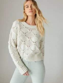 Lucky Brand open stitch pullover sweater whisper white*WOMEN Sweaters & Sweatshirts