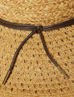 Lucky Brand open weave boater with leather tie medium brown*WOMEN Hats