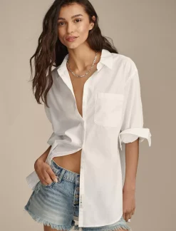 Lucky Brand oversized button back top bright white*WOMEN Blouses
